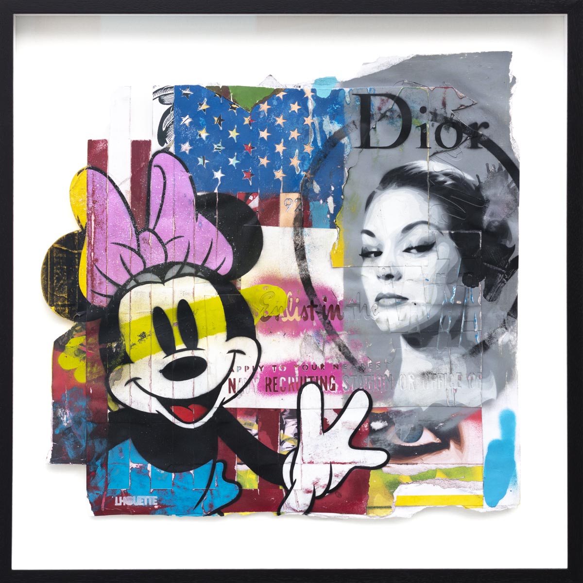 Charged with Lhouette’s distinctive collision of brands, symbols and characters, each composition from the artist’s ‘Paper Trails’ collection carries a connection to the compelling narrative of pop maximialism Lhouette has ignited.