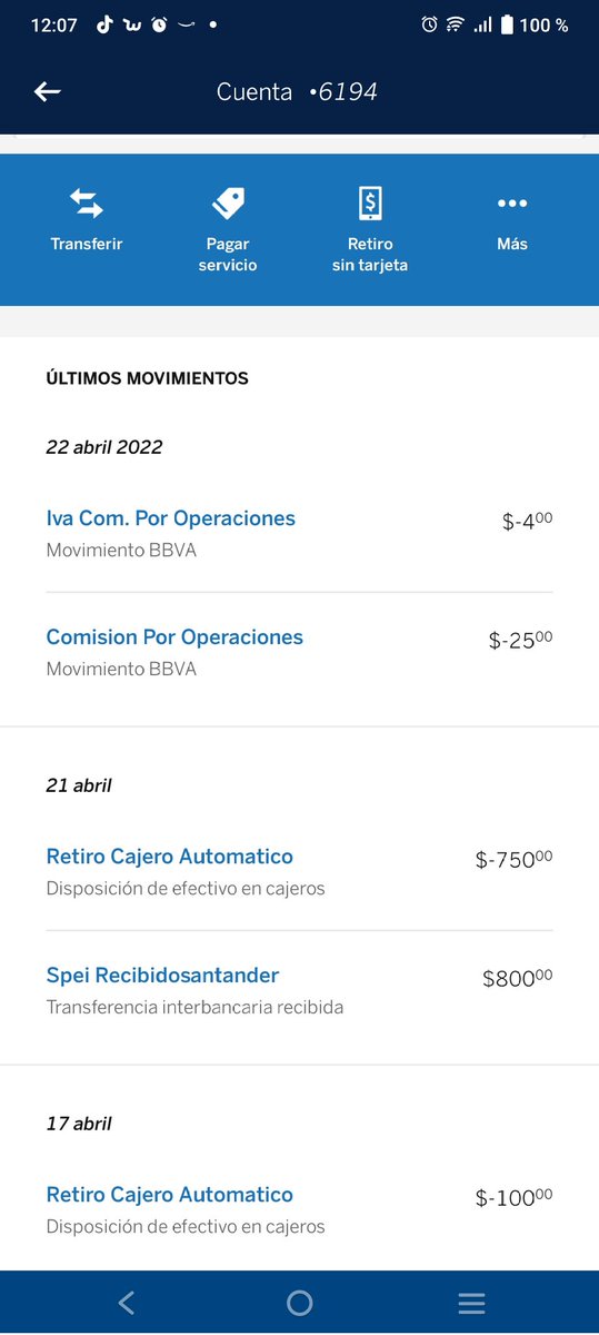 trncRE's tweet photo. @BBVA_Mex me roba mi dinero por recibir una transferencia... Ayer me transfirieron la cantidad que se ve en la a imagen, pero @BBVA_Mex me robó 29 pesos de esa transferencia que recibí, y apenas hasta hoy 22 de abril lo pone en su app... Me dijo dieron el día de ayer... https://t.co/euIZKfLyXG