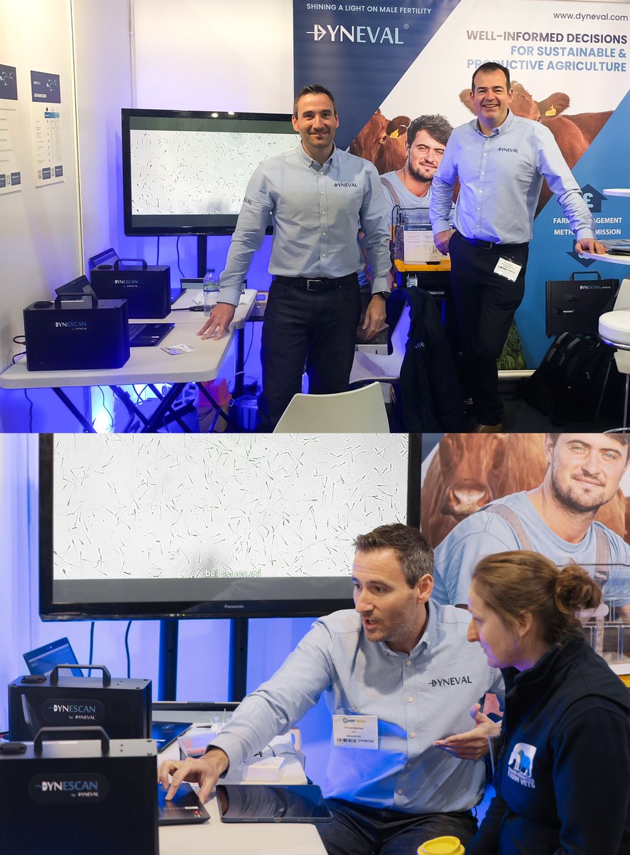 dyneval's tweet photo. Thanks to everyone who visited our booth at #DairyTech. It was great to show farmers and the entire #UKdairy industry how our novel technology reveals semen quality.  
  
#dairytechuk #agritech #Semenanalysis #semenassessment https://t.co/MSyvfwJ4h9