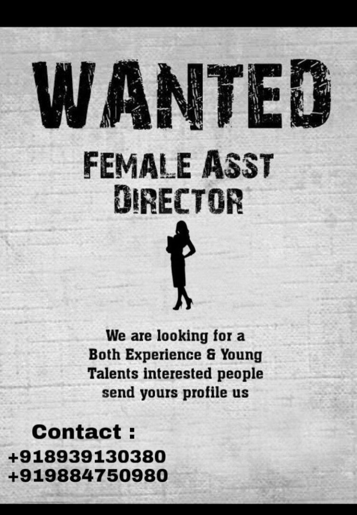 gounder_ramya's tweet photo. #Wanted Assistant Directors
#artistsontwitter #director
#directors #filmmaking
#Films #filmsforever https://t.co/tNiYd6lDFI