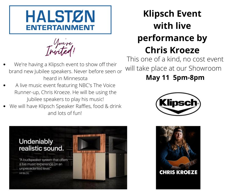 HalstenTheater's tweet photo. We are so excited for this one of a kind event with @iamchriskroeze and @KlipschAudio!
RSVP here: https://t.co/Yc2FmomGB6 https://t.co/OFeN1fPQ4p