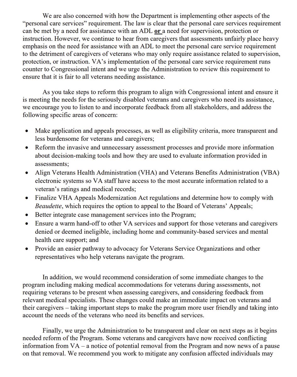 VetWarriors's tweet image. @SenatorTester and @JerryMoran's 4/20/22 letter to VA:
-provide #CaregiverProgram reform timeline
-align with intent of Congress
-transparency
-clarification
-streamline process
-listen to/incorporate feedback from all stakeholders
#PCAFC #veterans #caregivers #veterancaregivers