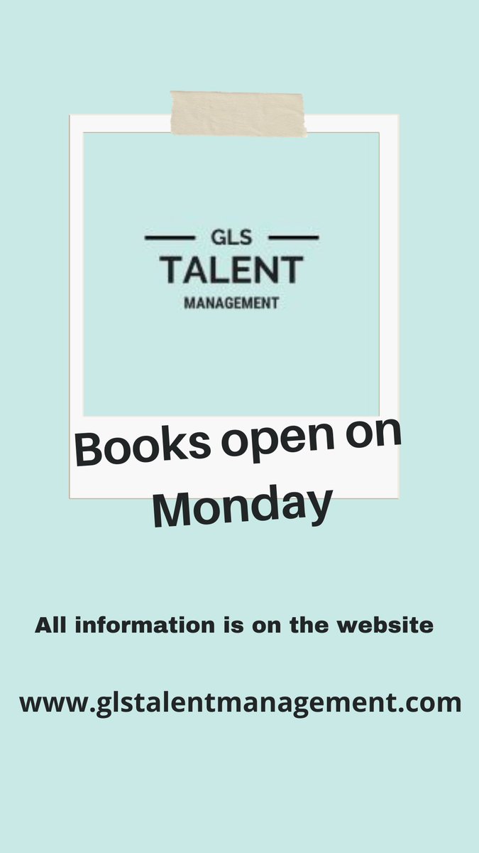Books open on Monday for age 4-12 and 16+ Go to the website for more info on how to apply. #glstm #newrep #newagent #seekingrepresentation #booksopen #actor #triplethreat #tv #film #theatre #cruise #caring  #friendly #spotlight #tagmin #glstalentmanagement <a href="/AgentsOpenBooks/">Agents Open Books</a>