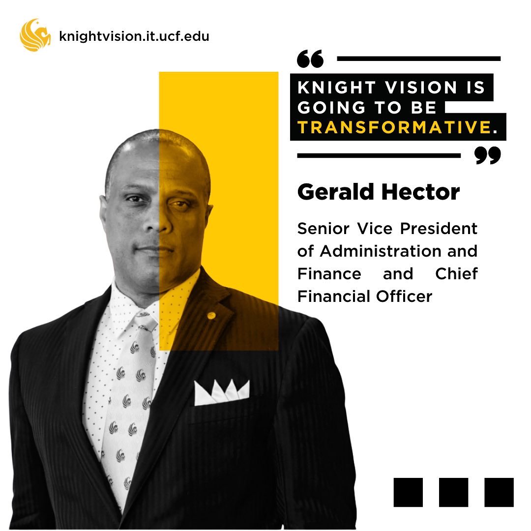 UCFKnightVision's tweet photo. Knight Vision's Executive Sponsors ensure alignment between the Knight Vision goals and the UCF strategy, garner support among university leadership and provide ongoing direction for the success of the program.
▪️
#KnightVision #UCF #UCFTech #UCFStaff #UCFFaculty https://t.co/nahZoeOn03