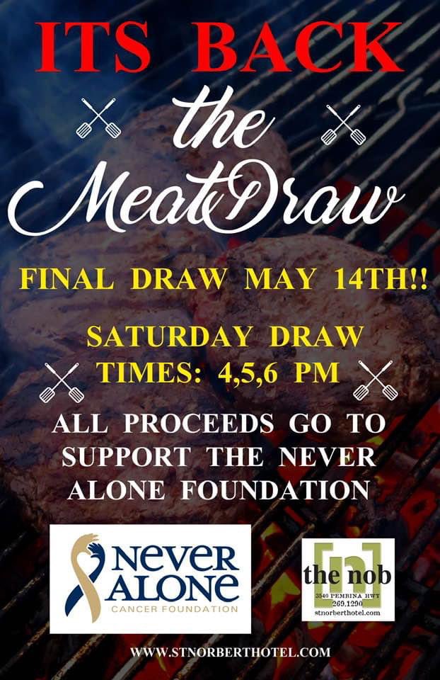 theNobBar's tweet image. Meat Draws at the Nob continue every Saturday with proceeds supporting Never Alone Foundation; final draw before summer break is May 14th.  Hope to see you there 😊