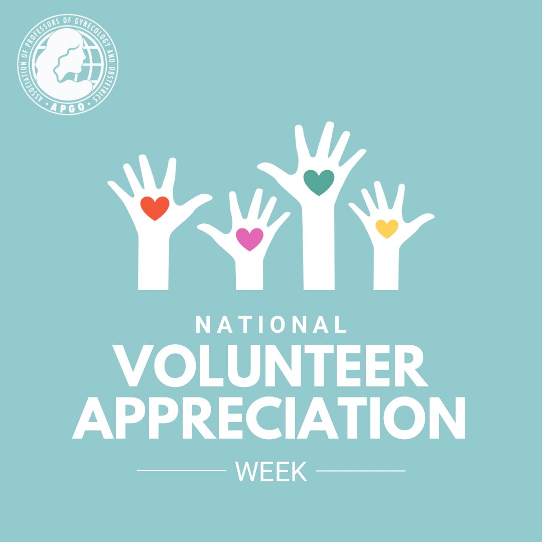 Happy National Volunteer Appreciation Week! APGO’s volunteers are the backbone of this organization. To all our APGO volunteers, past, present & future: thank you for devoting your time, energy, and expertise to APGO & the ob-gyn #meded community. #VolunteerAppreciationWeek
