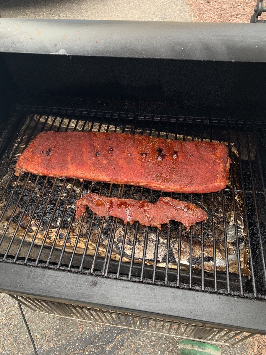Only need one rack now…Should be awesome slab today! #dinnerfor2 #emptynesters #bbqsmokelife