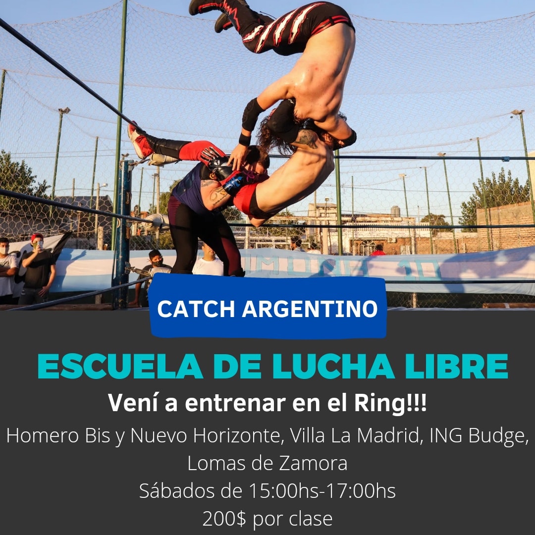 A partir de este fin de semana podés entrenar con Catch Argentino en el ring todos los Sábados de 15:00hs a 17:00hs en Homero Bis y Nuevo Horizonte , Villa La Madrid, ING Budge, Lomas de Zamora.
Formate en este deporte que tanto amamos por solo 200 pesos por clase.