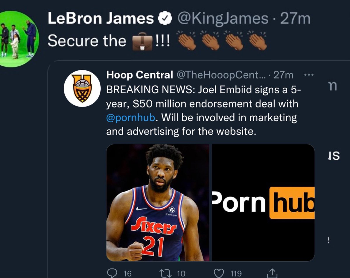 @TheHooopCentral @Pornhub Lebron supports the deal🙏 