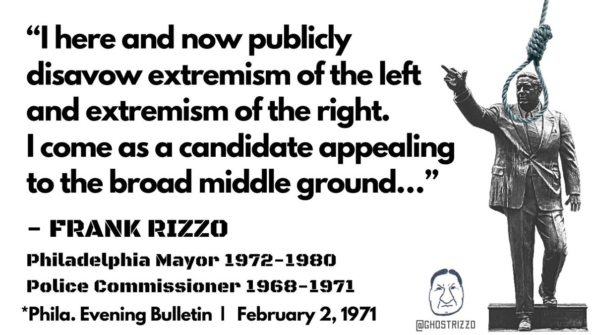 GhostRizzo's tweet photo. @CaralhoPhilly @retiredPhlADA Frank Rizzo campaigned as a moderate. https://t.co/F8Kzf8Mrre