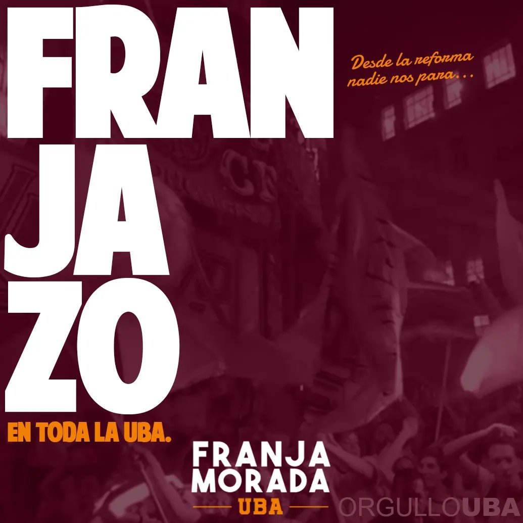 franjauba's tweet photo. Franjazo en la UBA. 🧡💜

#EleccionesUBA
#Reformistas
#OrgulloUBA https://t.co/3pDuG49Vj9