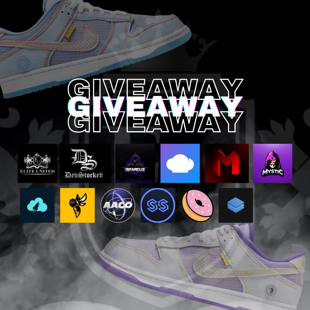 🎊GIVEAWAY🎊

Win A Pair Of Free Union Dunks!

Rules:
1. Like &amp; Retweet This Post❤️♻️
2. Comment Your Size &amp; Tag A Friend🙋‍♂️
3. Follow ALL Prized Accounts Commented Below⬇️

(Each Friend Tagged = 1 Extra Entry)

Ending Soon!⏰