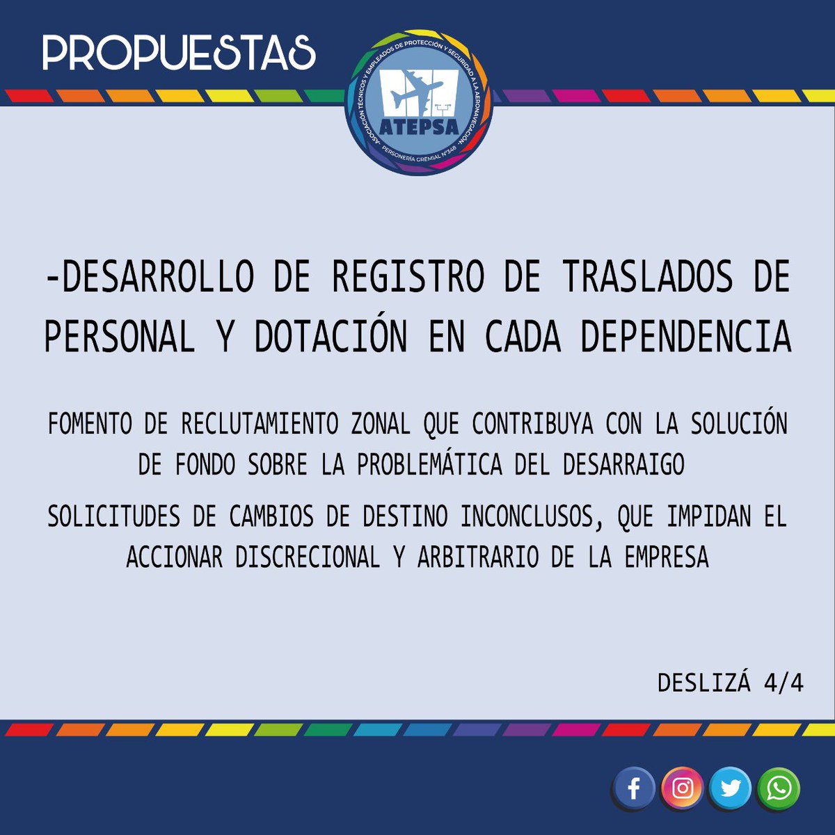 Porque vivimos las mismas realidades queremos para nuestro futuro un sindicato activo, presente y con representación real de las bases. acompáñanos con tu voto este 22/04 por un sindicato de trabajadores. VOTA LISTA MULTICOLOR N3

#VOTAALAMULTICOLOR #PORUNSINDICATODETRABAJADORES