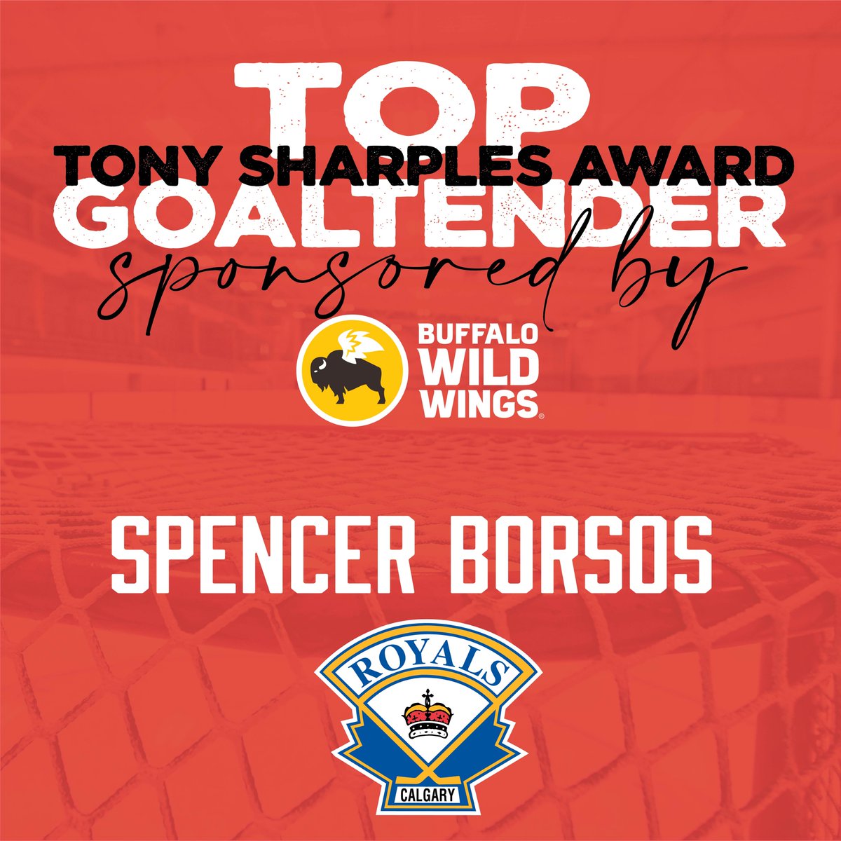 The Tony Sharples Memorial Award for Top Goaltender goes to Spencer Borsos from the <a href="/RoyalsU18AAA/">Calgary Royals U18 AAA</a>. 

Thank you to <a href="/BWWingsCanada/">Buffalo Wild Wings</a> for sponsoring this award.