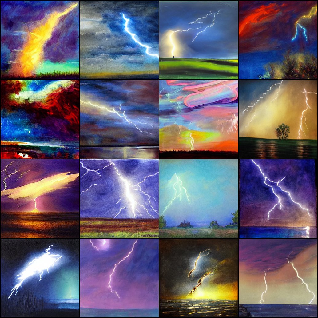 RiversHaveWings's tweet photo. "A spiritual and artistic painting of the [fireflies/fireworks/lightning/moon] on a summer night, scrapbooking" (CompVis latent diffusion) https://t.co/jaMBH0cO95