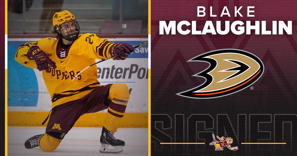 GopherHockey's tweet image. The @AnaheimDucks have signed #Gophers senior Blake McLaughlin to a two-year entry-level contract beginning next year. McLaughlin will report to the @SDGullsAHL on an ATO for the rest of the season.

Congrats, 2️⃣7️⃣!