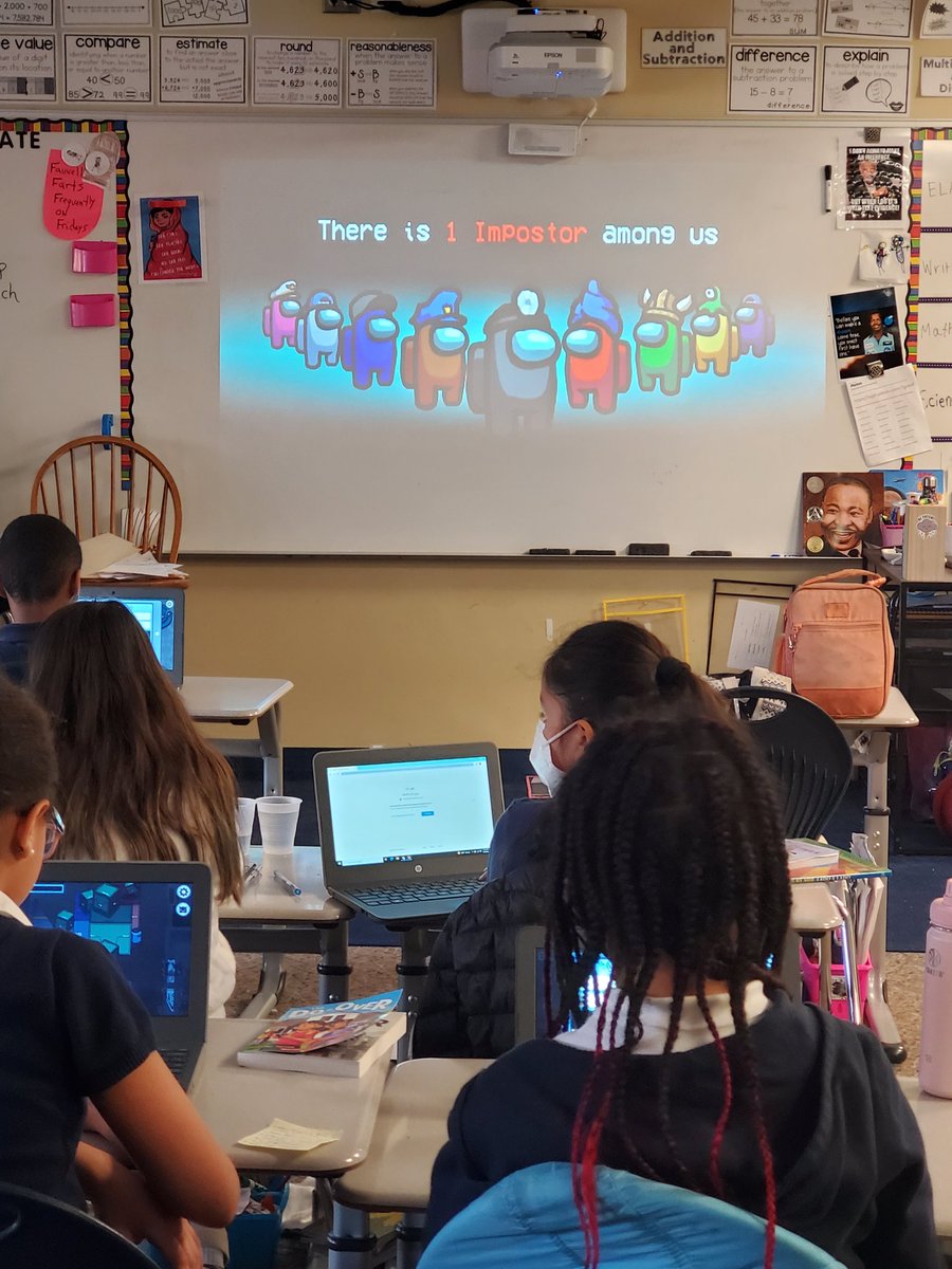 FabFauvelle's tweet photo. @FoxboroughRCS #fabulousfauvelle #amongusmath #mathgames Students in Mr.Fauvelle's class review equivalent fractions while playing Among us.  Students had fun finding the imposter fractions. https://t.co/b5BqGqWTyp