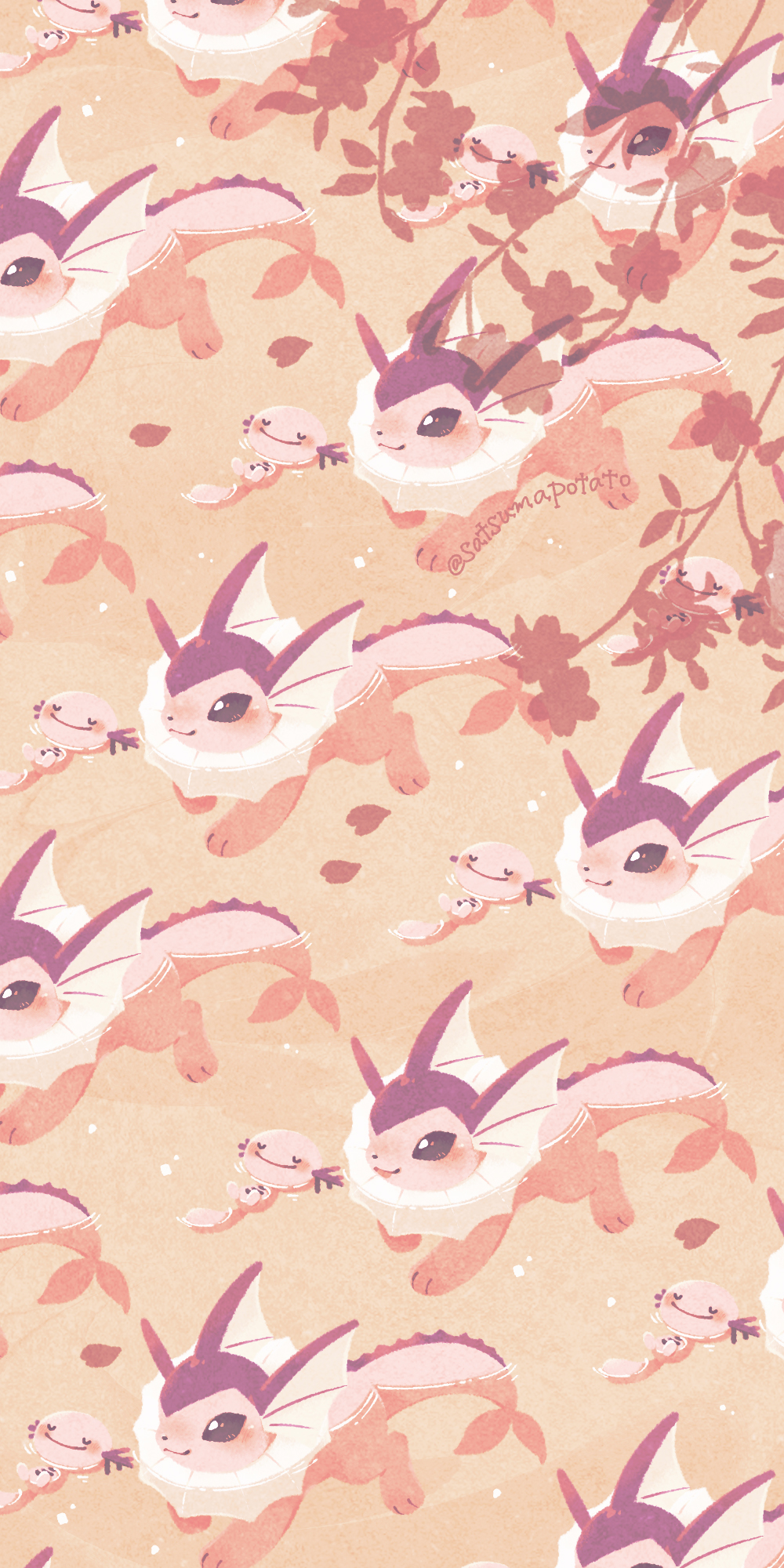 芋子 色違いシャワーズちゃんとウパーちゃん 春っぽいイラストを描きたくて T Co Dieqywwrmv Twitter