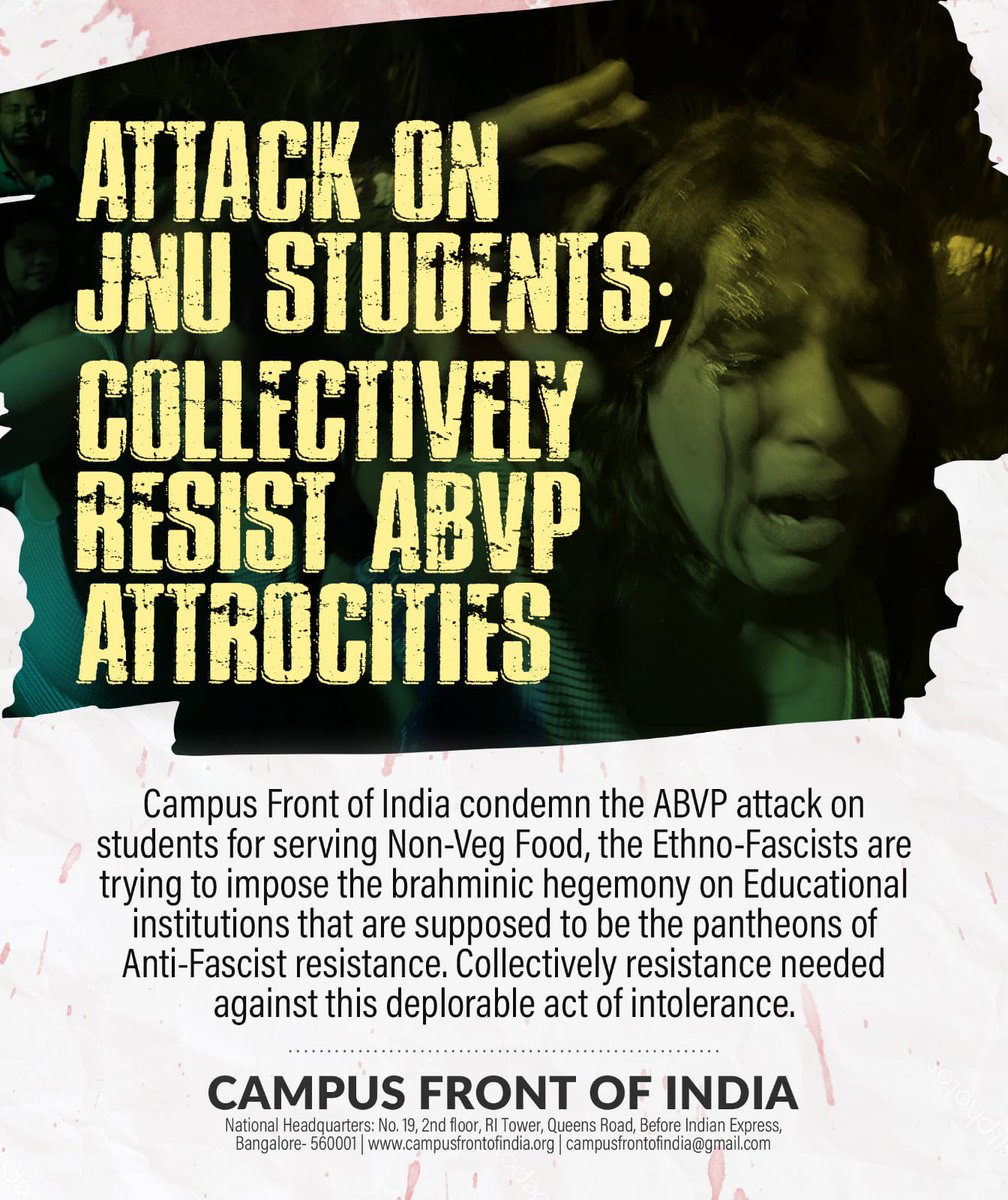 CampusFrontInd's tweet photo. Attack on JNU students; Collectively resist ABVP attrocities https://t.co/5l1cZrAZVG
