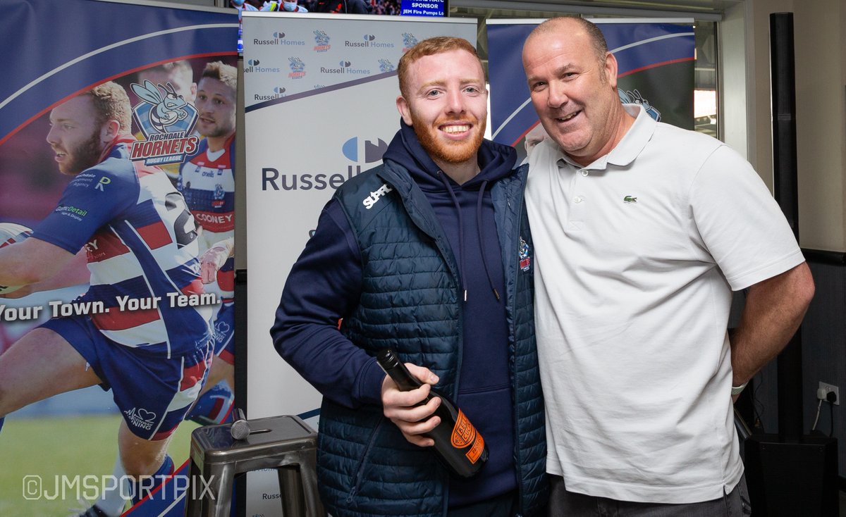 JMSportPix's tweet photo. Congratulations to @lewissheridan on being voted @RochdaleHornets v @HunsletRLFC man of the match with former Hornets player Paul OโKeefe.
#Hornets #Buildthebuzz #Winners https://t.co/99tKYmPNIx