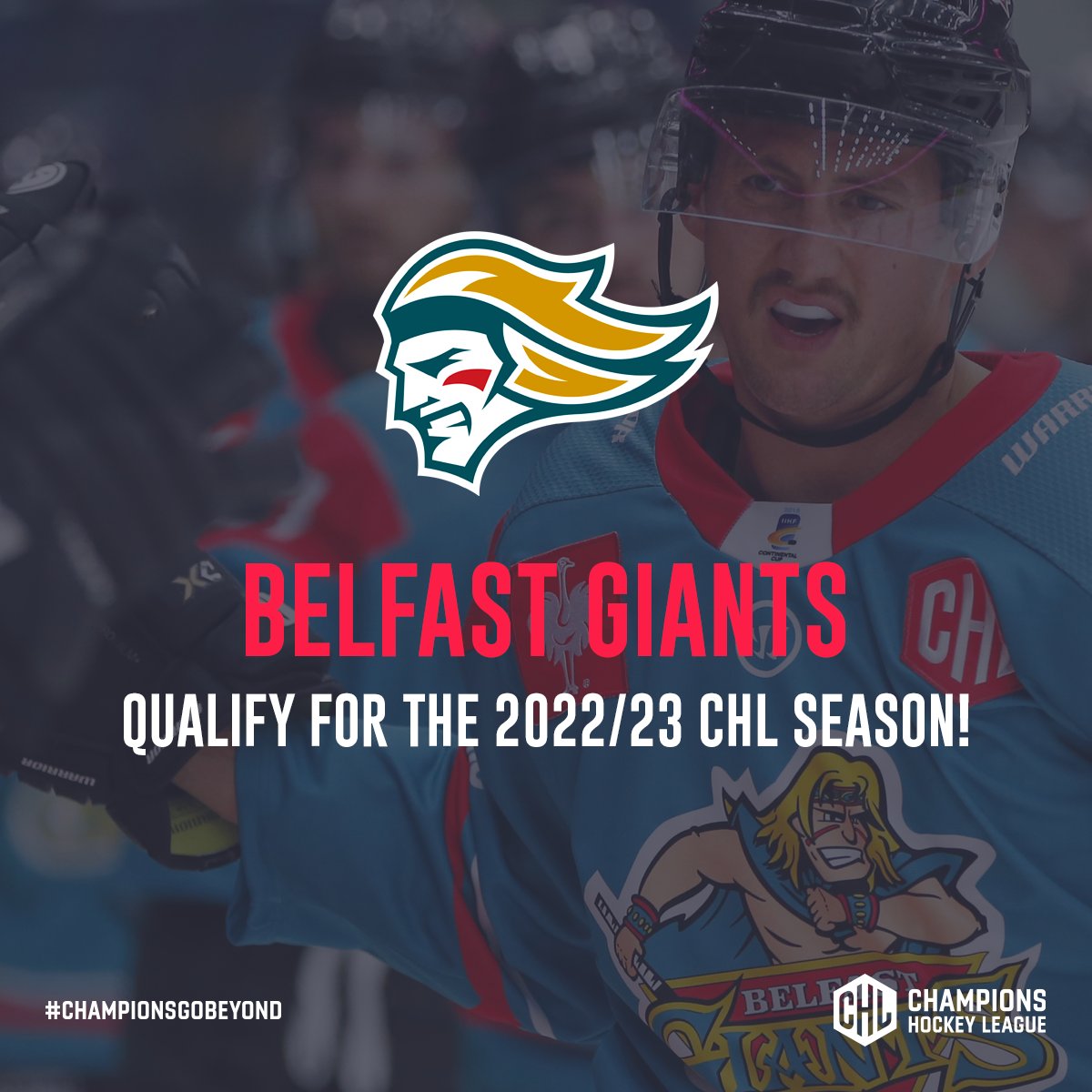 championshockey's tweet photo. The @BelfastGiants qualify for 2022/23! 👏

The freshly crowned EIHL champions are qualified for the upcoming CHL season and will make their second appearance in the competition later this year! Congratulations and see you soon!

#ChampionsGobeyond https://t.co/uzYygwFmq6
