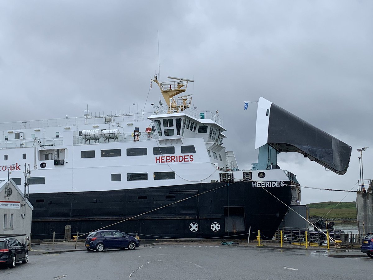 HI_Voices's tweet photo. Always exciting to see the yawning mouth of the #Hebrides as traffic exits and enters at #Lochmaddy @CalMacFerries 

The ferry is synonymous with the excitement of the time on the island which lies ahead or the sadness of leaving. #pushpull #islandlife @IslesWeather https://t.co/Qb6dvBeH4q