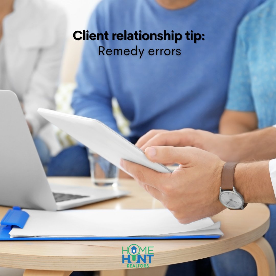 homehuntrealtor's tweet photo. Nobody is perfect, and clients know that. They're not expecting you to be perfect, but they do expect you to fix things that go wrong.
#homehuntrealtors #realestate #realtorlife #realestatetip #realtortip #agenttip #customerservice #problemsolver https://t.co/XDo3nZXhPW