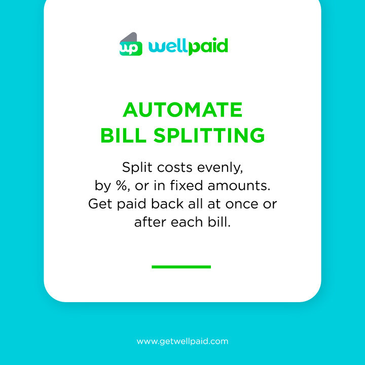 WellPaidInc's tweet photo. WellPaid makes It simple to Split the Bill. If you need to divvy up big expenses, this app can handle the math—and the money.
.
.
.
#wellpaid #money #fintech #personalfinance #moneymindset #savingmoney #roommates #budgeting #moneymoves #moneymanagement #moneymotivated https://t.co/wpFZsropWQ