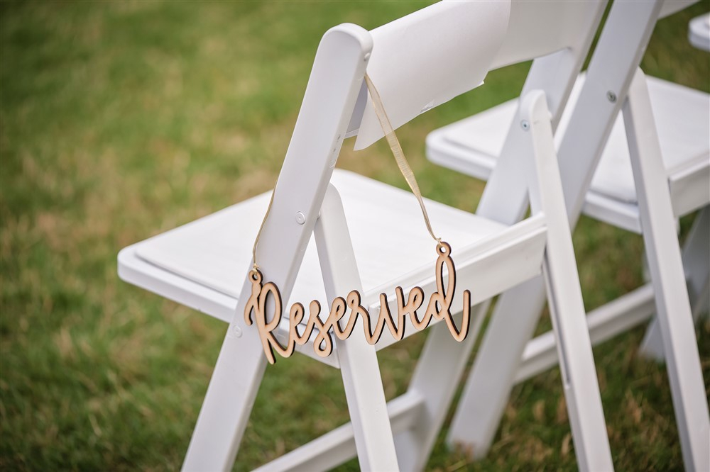 At most weddings, the first two rows are reserved for the family but not everyone knows this custom so it's important to have #ReservedSigns so your guests know where to be seated for the ceremony. We love this cute sign! It's a simple &amp; elegant way to communicate this important