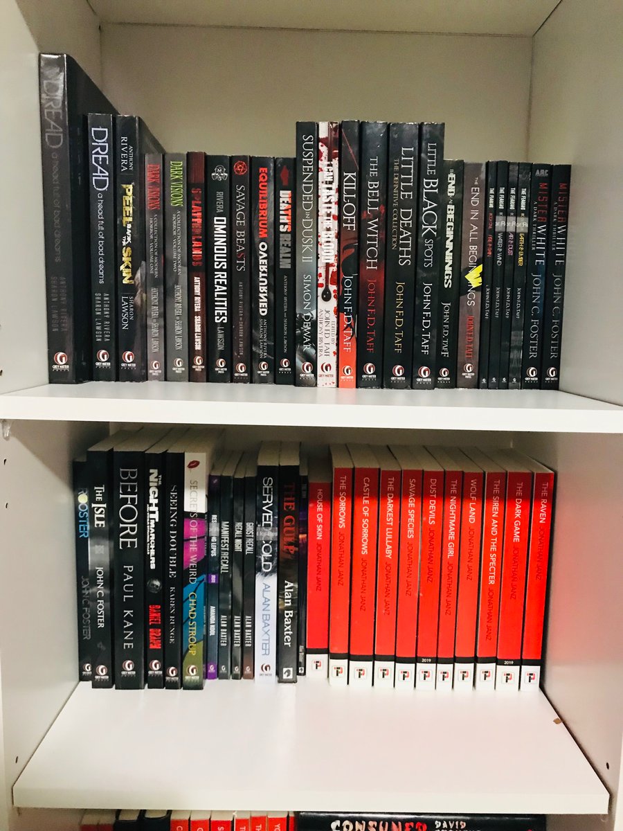 TheTripp21's tweet photo. New shelf 📚 @GreyMatterPress @flametreepress @RayGarton @gord_rollo @GrahamMasterton @JonathanJanz @johnfdtaff @johnfosterfic @PaulKaneShadow @AlanBaxter @RungeKaren @JohnEverson @huntershea1 @timwaggoner @AuthorGrolfe @Cat_Cavendish @frazer_lee https://t.co/OHBX9P9V5o