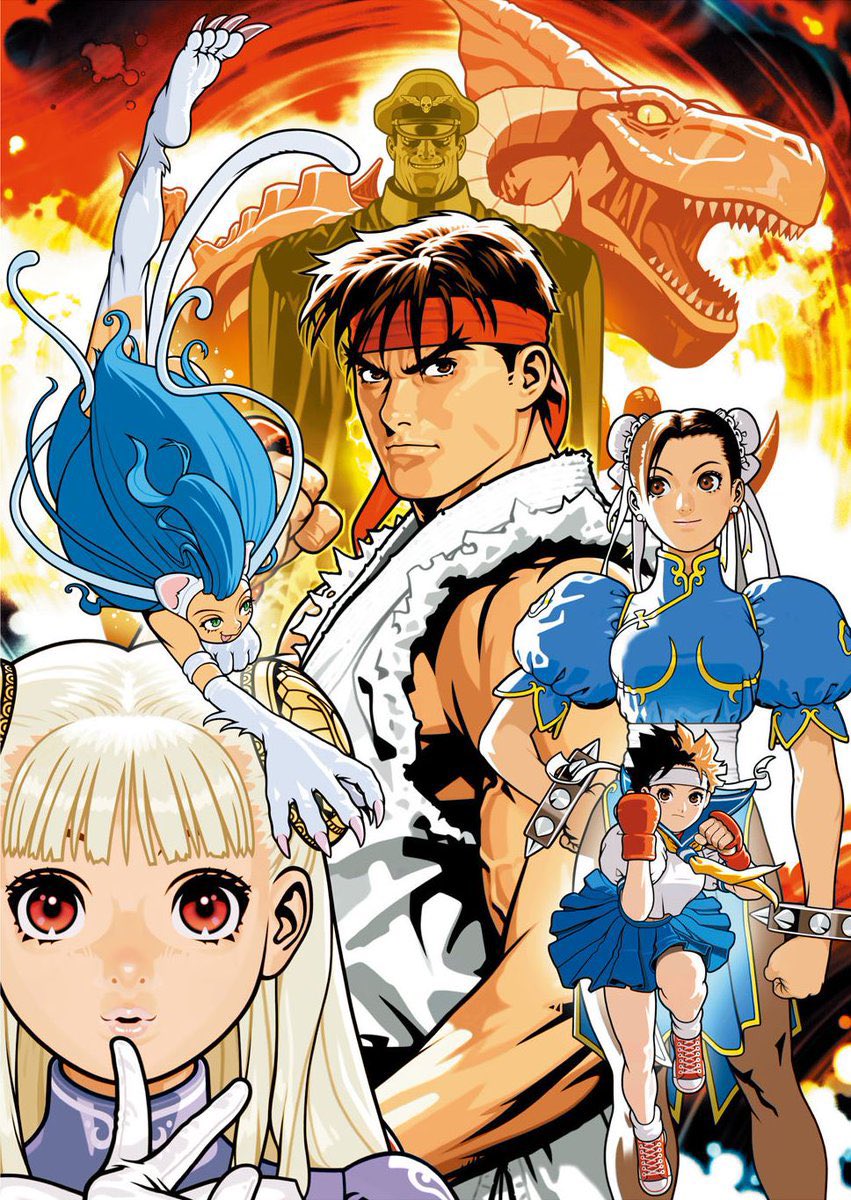 Fighters_Gen's tweet photo. 🦖 Capcom Fighting Evolution artwork by Shinkiro. #streetfighter #darkstalkers #capcom #fgc https://t.co/mHTgqTXXK5