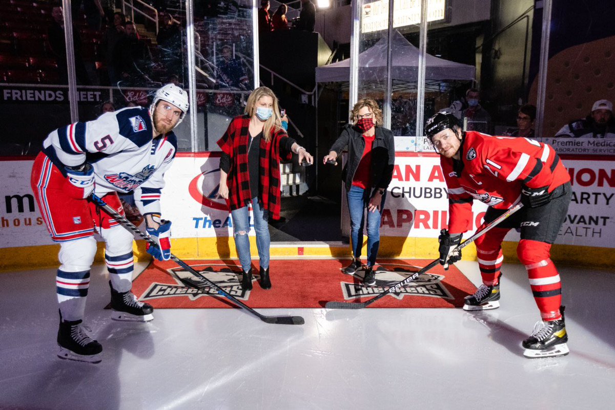 lindseyfronk's tweet photo. Proud to represent @NovantHealth for the @CheckersHockey Puck Drop today! #gocheckers https://t.co/pdkB4PHgtR