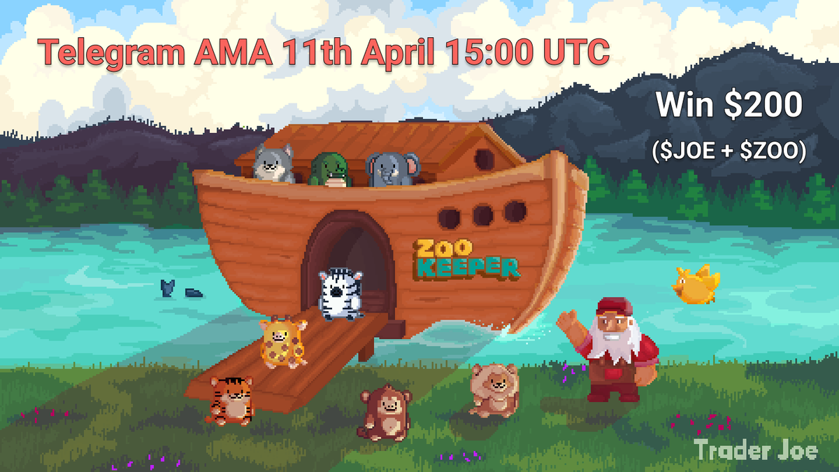 📢 <a href="/ZooEcosystem/">Zooecosystem</a> x <a href="/traderjoe_xyz/">Let's F***ing Joe (formerly Trader Joe)</a> AMA

🗓️ April 11th, 15.00 UTC

🌐 Place to be  👉 t.me/traderjoe_xyz

Join to learn more about ZooKeeper's upcoming plans with new content to be revealed✨

Community Q&amp;A to reward $200 in $JOE + $ZOO 💰

#AVAX $AVAX $ZOO