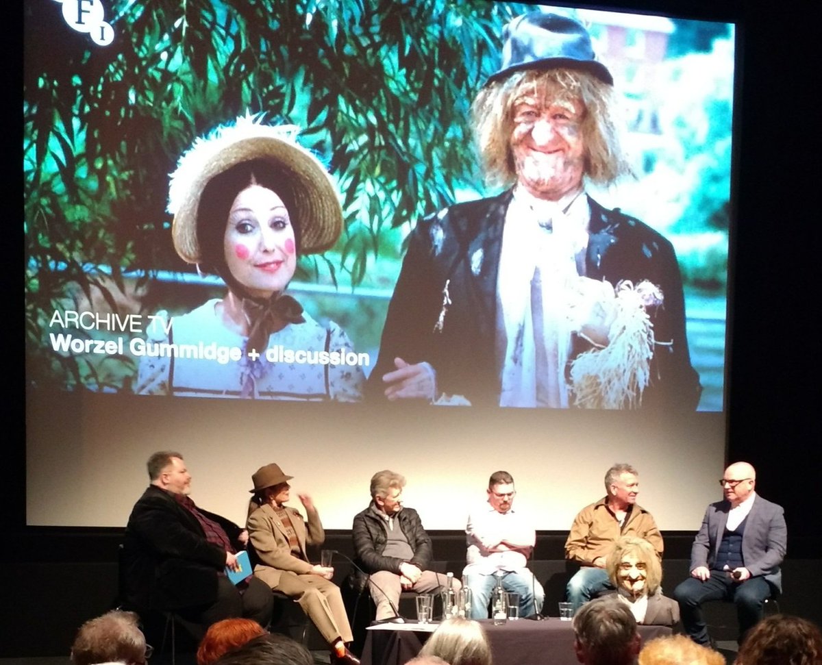 Had a great day seeing my grandfather's Worzel Gummidge restored on the big screen at the <a href="/BFI/">BFI</a> 

Brilliant panel including <a href="/seanpertwee/">.</a> <a href="/LorraineChase1/">Lorraine Chase</a> <a href="/OffMikeBerry/">Mike Berry</a> <a href="/Worzelboy/">JeremyAustinBullock</a> <a href="/PicklesNorman/">Wayne 'Pickles' Norman</a> with <a href="/IJustinJohnson1/">Justin Johnson, BFI</a>. So very well produced by @stuart_manning <a href="/RichardLatto/">Richard Latto</a>! 📽 🎉