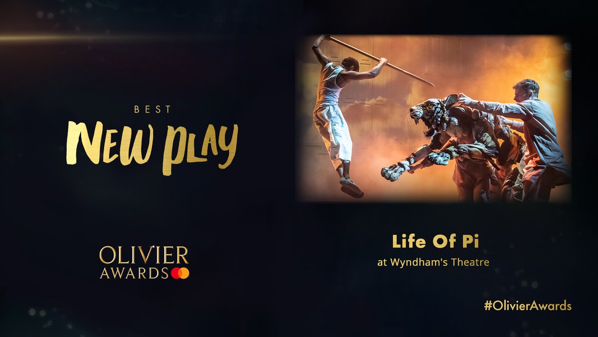 The winner of the award for Best New Play is:
@LifeOfPiWestEnd at Wyndham's Theatre
#OlivierAwards