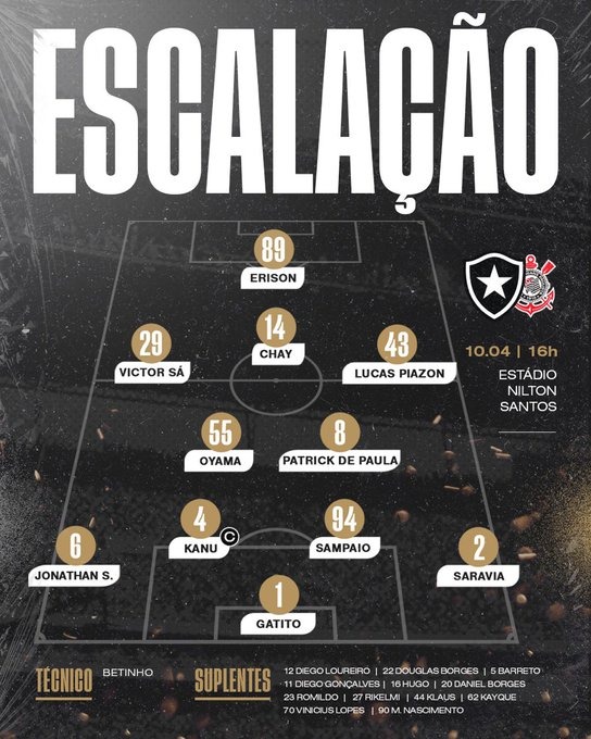 radiocoringao's tweet photo. 🏆@Brasileirao
📊1ªrodada
🏟@EstNiltonSantos
📍Rio de Janeiro
📆10/04
🕗15h30
⚽️@Botafogo x @Corinthians
🎙@rico_villaca
🎙@wagner_hiroi
🎙@cesinha_martini
🎙@ginaldsman
🎙@jorDiazMVP
📻 87,5 FM Itaquera
💻 @YouTubeBrasil
💻 @radiocoringao
💻 @gavioesoficial
💻 @RadioCPMC https://t.co/xryUtZ0B3n