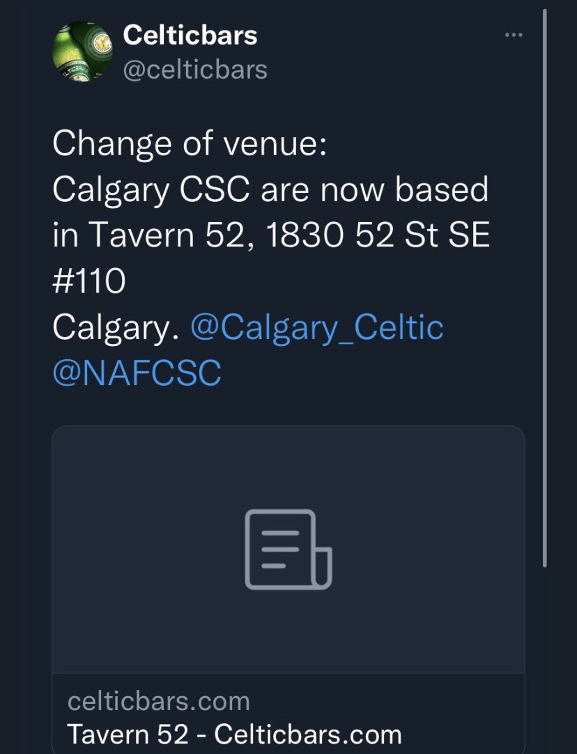 Calgary_Celtic's tweet photo. @Stiofan12 They have relocated to the following venue recently https://t.co/MJfmLcrDme