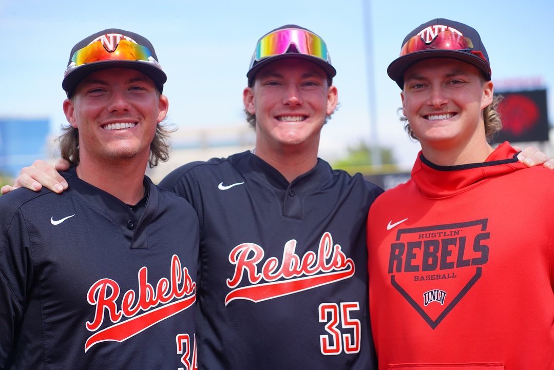unlvbaseball's tweet photo. Happy National Siblings Day to the brothers on our team by blood and by choice 🤩 

#BEaREBEL https://t.co/fl2NeWMDS0