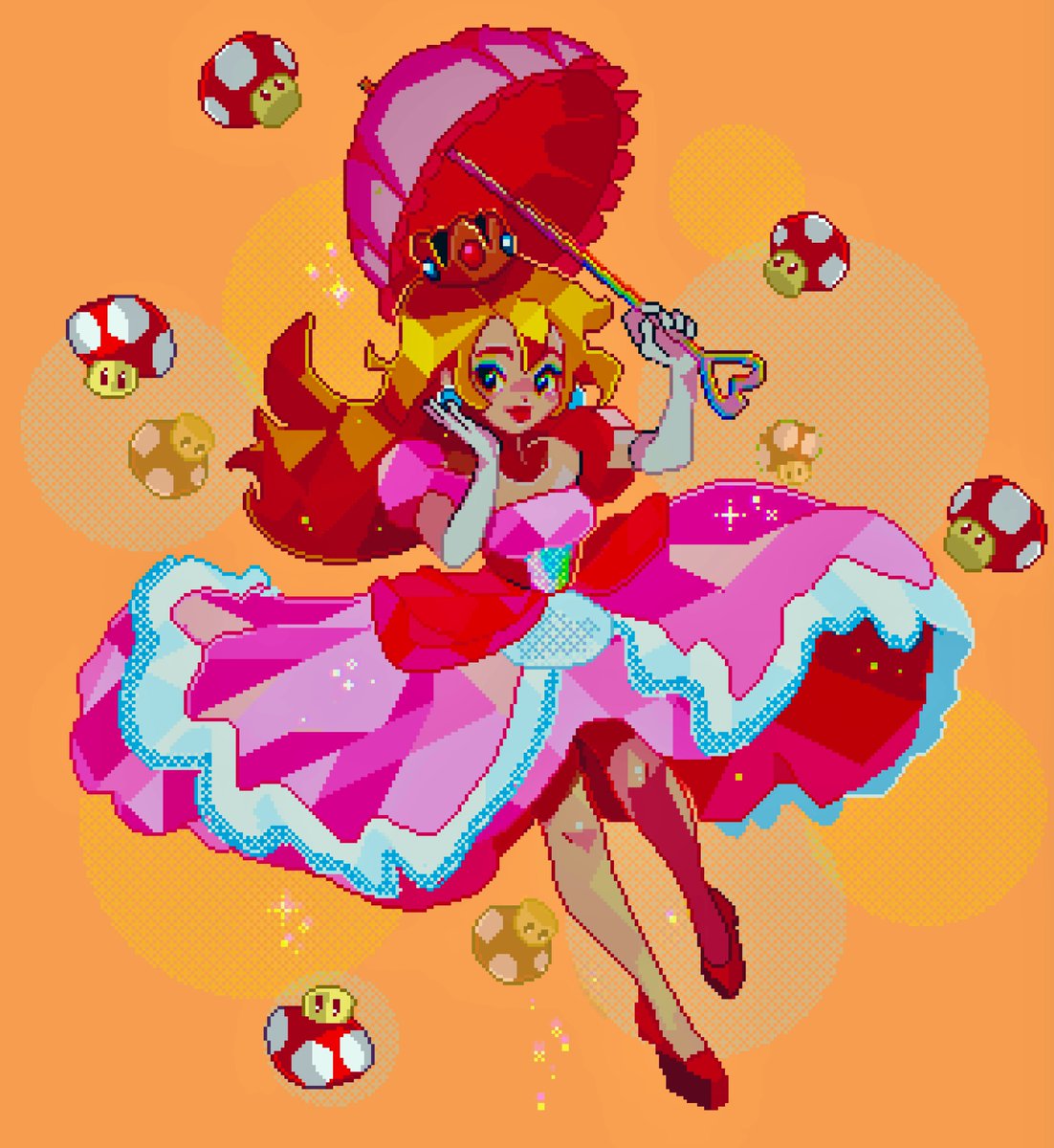DesiraeSalmark's tweet image. Some of my favorite pixel art I’ve done for my birthday today! 😁❤️