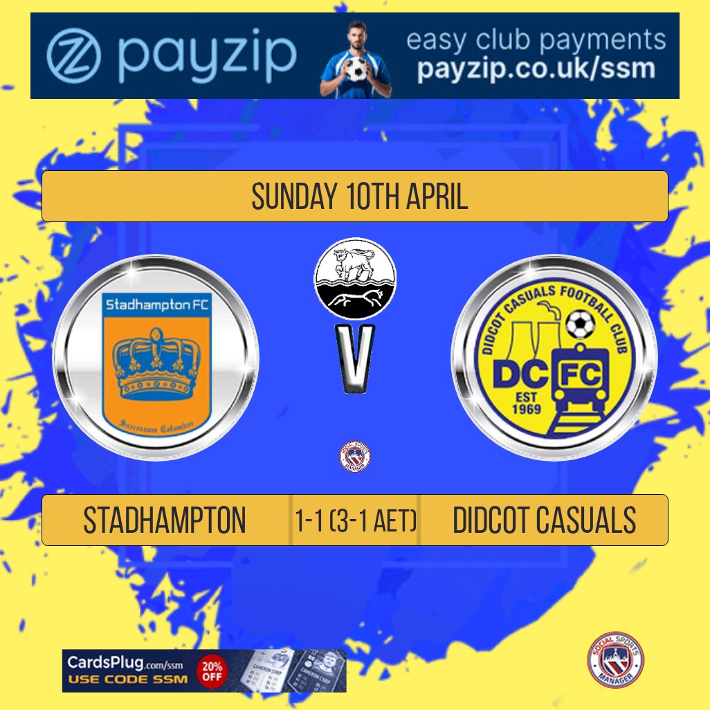 Tough one to take today
Had chances to put it to bed
At least we get to attend the <a href="/UTVSundayLeague/">Upper Thames Valley Sunday League</a> finals day and have some beers without having to play
On the plus side, we finished second in Div One (barring a massive collapse from us in the remaining 3 games)