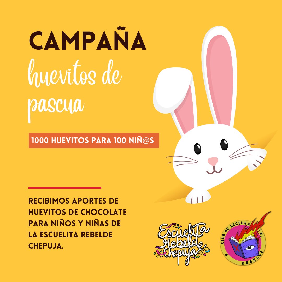 Amigues! Estamos recolectando huevitos de chocolate para entregar el próximo domingo en la <a href="/escuelarebelde/">Escuelita Rebelde Chepuja</a> ✨

Contactarse por interno para aportes 💓

#leeresrebelde #pascua #huevitosdepascua #antofagasta #chile
