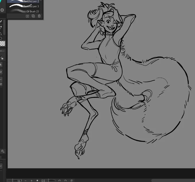 new oc i drew last night because the hyperfixation gremlin is high as fuck rn. i am not immune to big fuzzy tails 