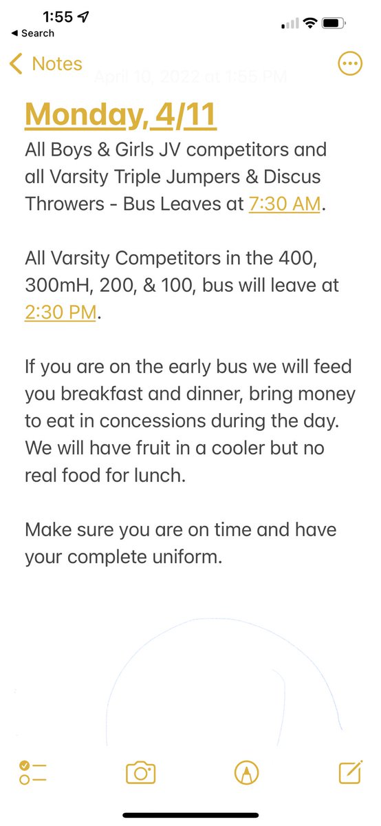 Important info for tomorrow: