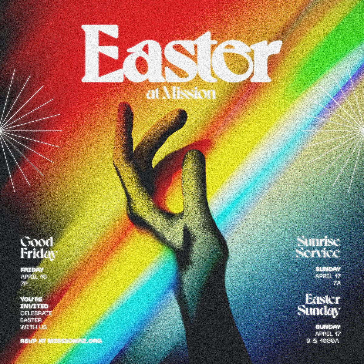 Easter at MISSION — it wouldn't be the same without you.

Join us for Easter this year at one of our three services or online! Sunday, April 17 at 7, 9, &amp; 1030a.

Visit mis.sn/estr for more information and RSVP.