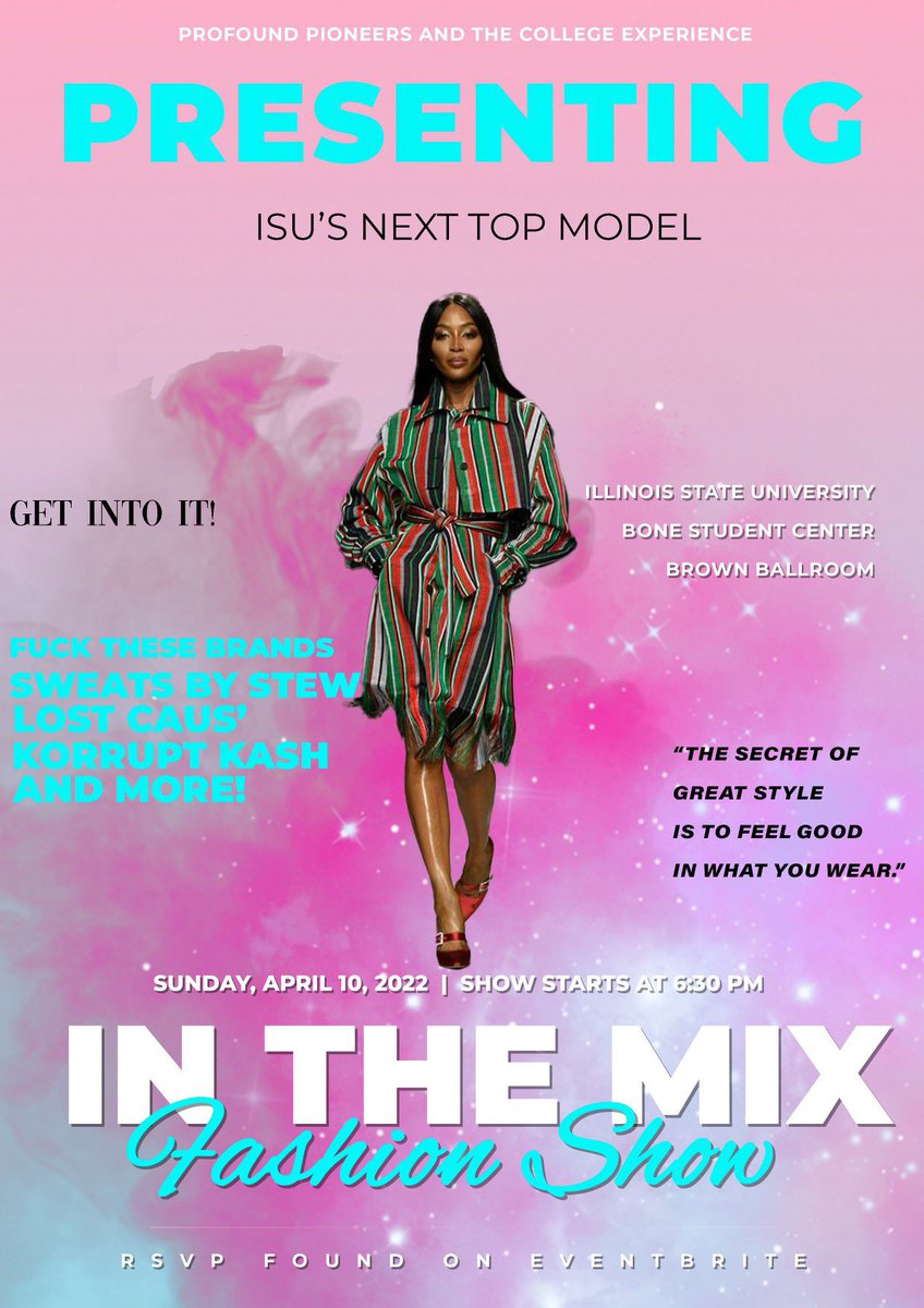 TODAY IS THE BIG DAY‼️

🚨DOORS OPEN AT 5:45 PM🚨

Come out to our In The Mix Fashion Show to see an amazing show w/ fabulous models &amp; brands✨. Don’t miss out✅!

RSVP is FREE; the link is located in our bio💚.

#InTheMix #ISUNextTopModel #FashionShow #ISU25 #ISU24 #ISU23 #ISU22