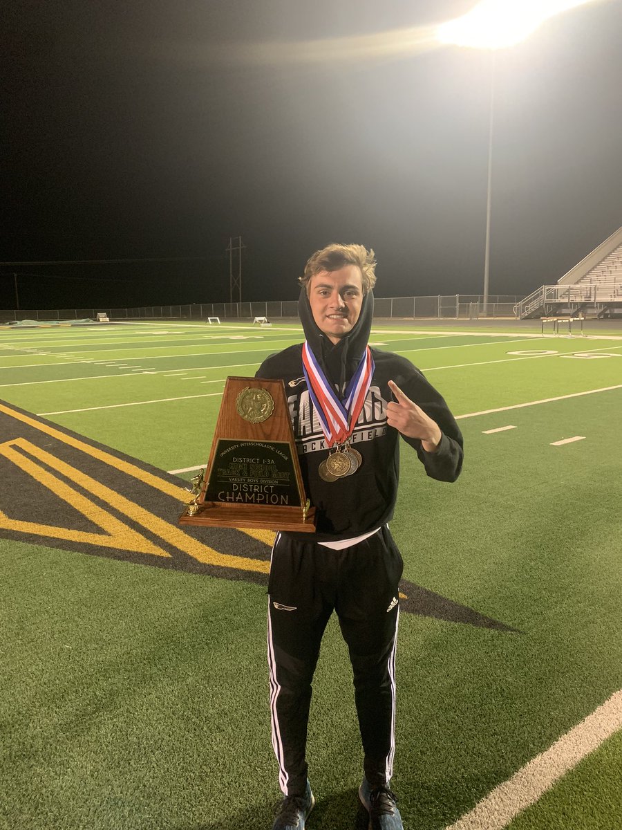 District champs!
1st in long jump- 22’10 (broke my own school record)
2nd in triple jump-42’9.25 (first time doing it since freshman year)
1st in 4x1- 42.97 (school record)
4th in 100m- 11.52
2nd in 4x2- 1.32.45
<a href="/Chemcoach/">chemcoach</a> <a href="/coachmauldin/">Derek Mauldin</a> <a href="/coachj_reynolds/">Josh Reynolds</a>