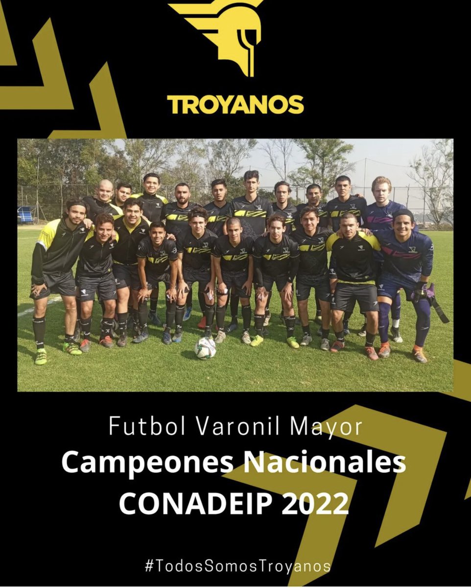 🏆⚽️ ¡CAMPEONES! Nuestro equipo de Fútbol Varonil Mayor ganó el Campeonato Nacional CONADEIP 2022.💥

¡Muchas felicidades, Troyanos! 👏👏

#TodosSomosTroyanos #InspirandoTuMejorVersión