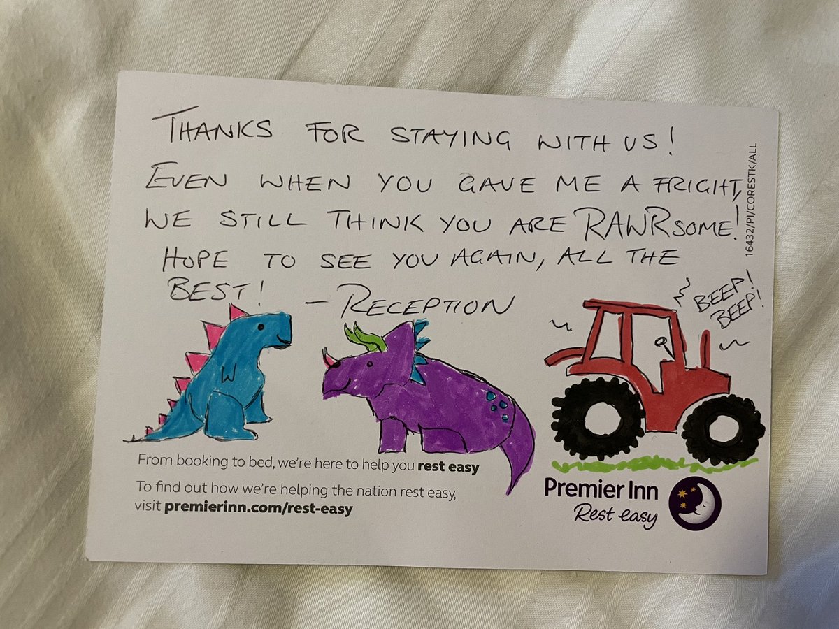 parkjuliak's tweet photo. @premierinn Had a lovely stay at Premier Inn Edinburgh A1 (Musselburgh) and massive thanks to your fantastic staff member Amy who entertained my boys when we passed through reception and then left us this in our room with drawings to match their jumpers! Amazing artist! https://t.co/62c2BwmksA