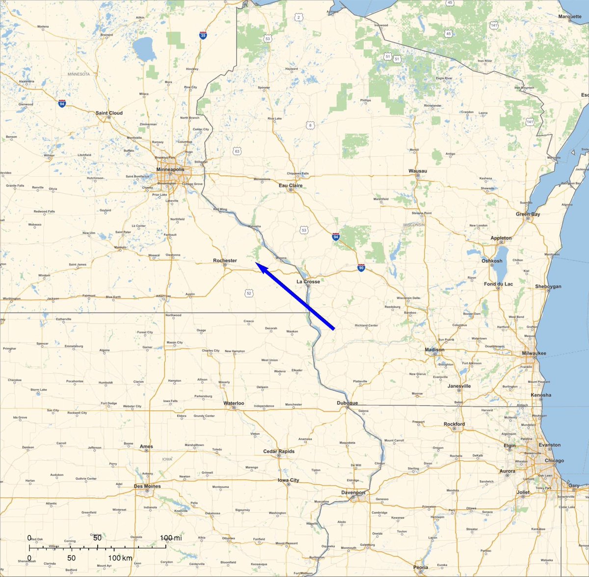 NASAMeteorWatch's tweet image. Fireball over the upper Midwest around 8:38 PM Central last night (Saturday, April 9)

Many eyewitnesses in the upper midwestern states of Illinois, Indiana, Iowa, Michigan, Minnesota and Wisconsin reported seeing a bright fireball Saturday night just past 8:38 PM