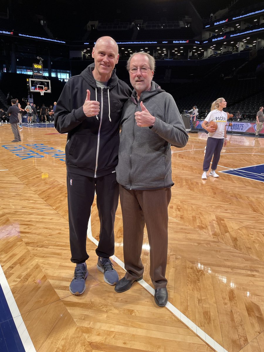 Final stop today on farewell to NBA tour is in Brooklyn and figured I’d get a guy who was with me near the beginning of this career and on the journey this last season, Pacers Coach Rick Carlisle. Many thanks for his friendship over the years.